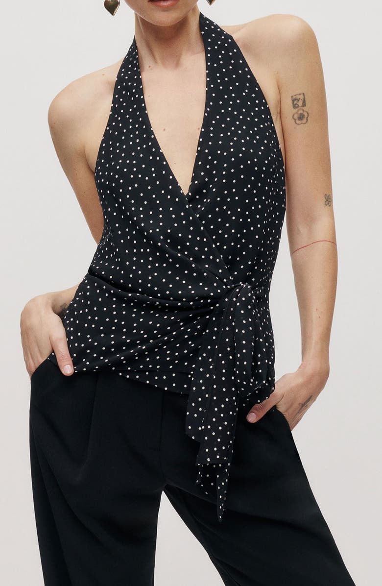 Reformation Nila Side Tie Halter Top, Main, color, Selene