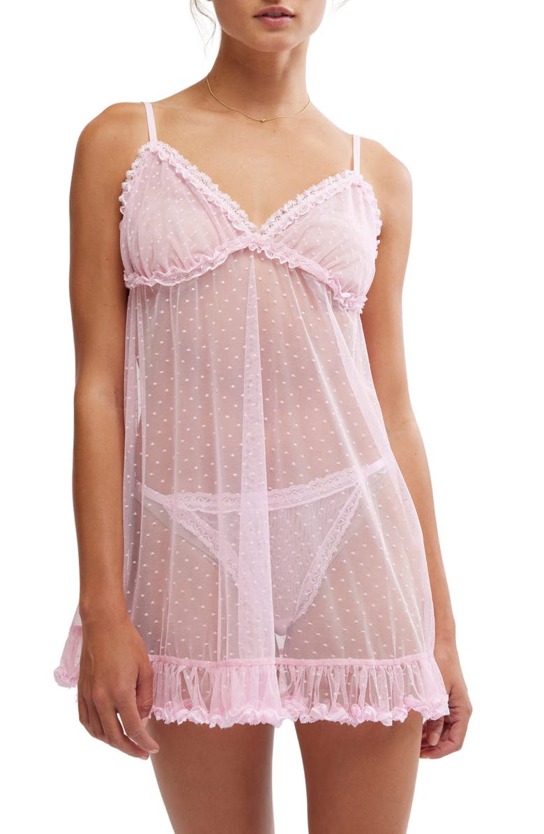 Free People Intimately FP Heart to Heart Babydoll Chemise, Main, color, Pink