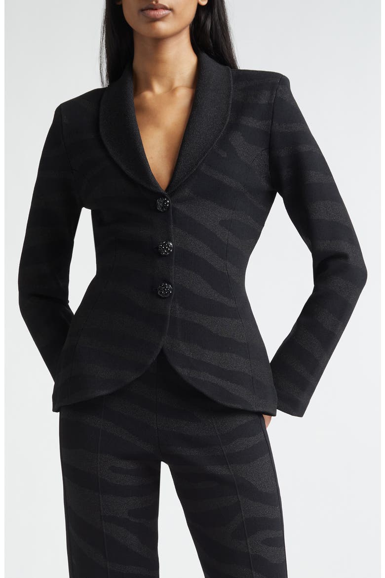 Tatum Metallic Zebra Jacket, Main, color, BLACK METALLIC