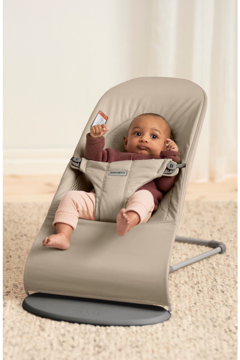 Bouncer Balance Soft with Free Flying Friends Toy & Travel Bag, Alternate, color, SAND GREY