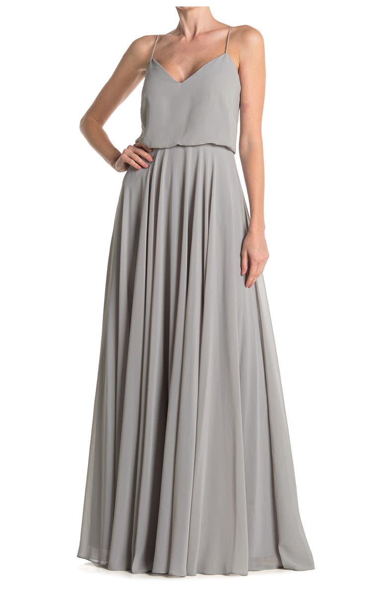 Jenny Yoo Inesse Blouson Chiffon A-Line Gown, Main, color, 