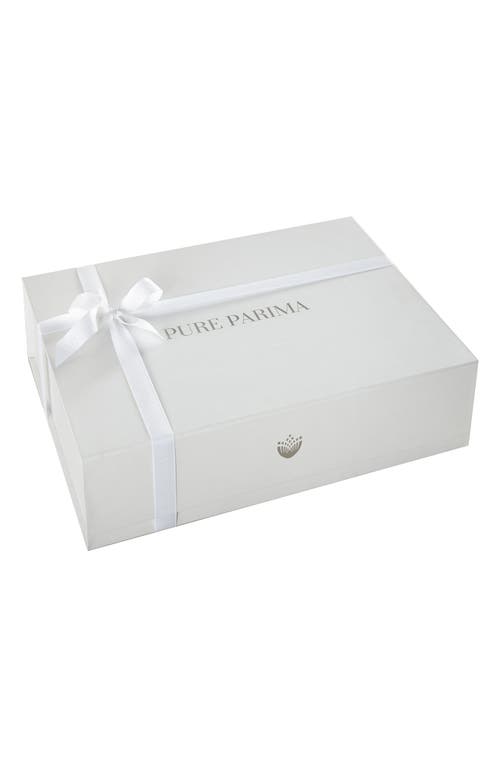 Pure Parima Egyptian Cotton Sateen Embroidered 3-piece Ariane Duvet Cover Set In White