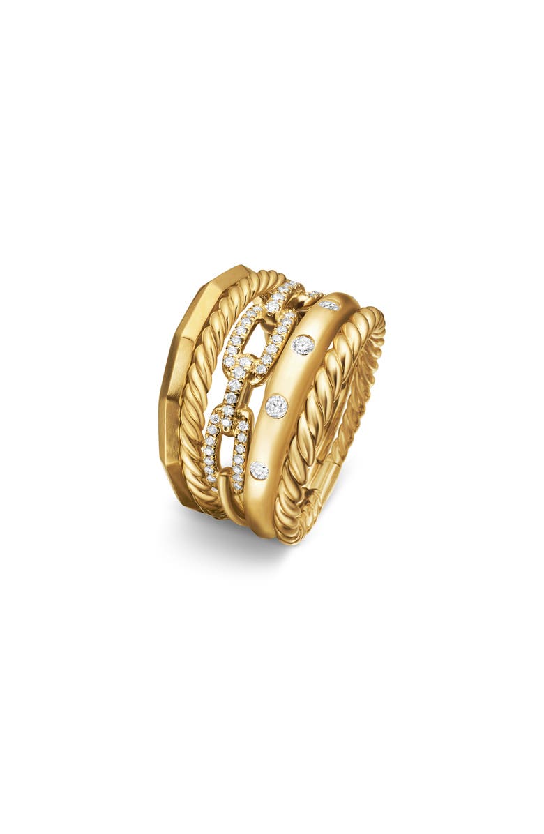 David Yurman Stax Wide Ring with Diamonds in 18K Gold, 15mm, Alternate, color,