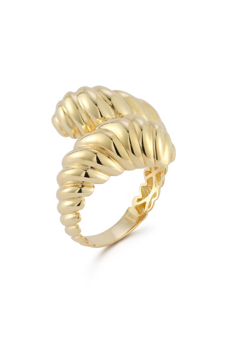 14K Gold Croissant Twist Bypass Ring, Alternate, color, GOLD