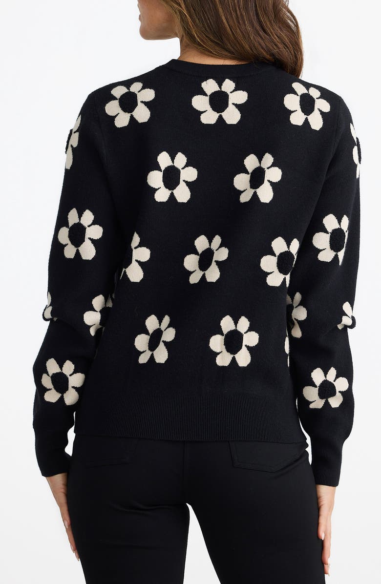 Brave+True Flower Crewneck Sweater, Alternate, color, Black W Natural