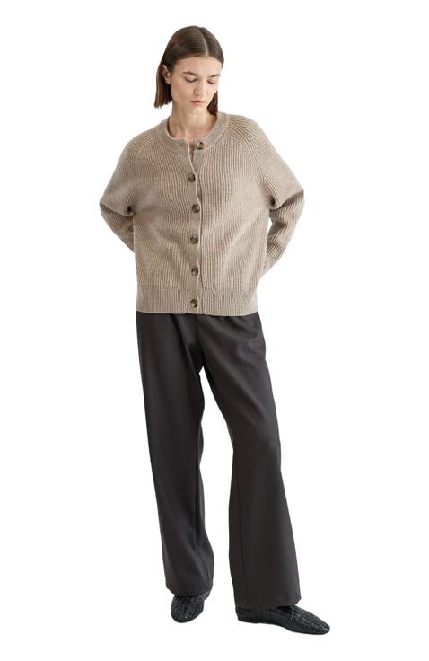 Button Up Wool Cropped Cardigan