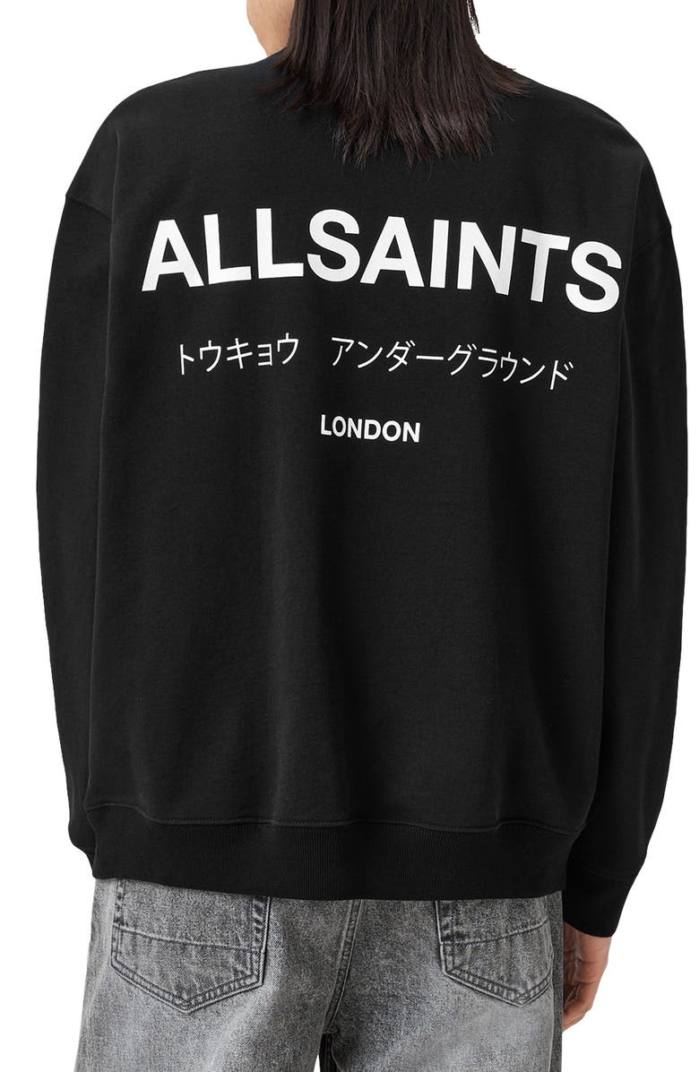 AllSaints Underground Oversize Half Zip Pullover, Alternate, color, Jet Black