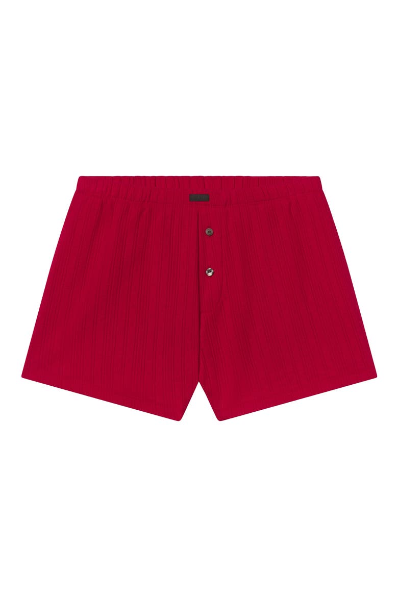 Pointelle High Waist Pajama Shorts, Main, color, CAMELLIA RED