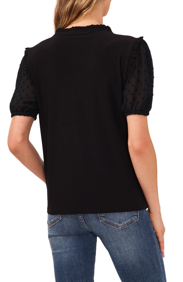 CeCe Mixed Media Puff Sleeve Top | Nordstromrack