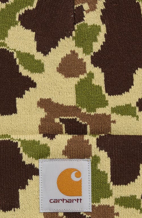 Carhartt Work In Progress Camo Duck Beanie In Green