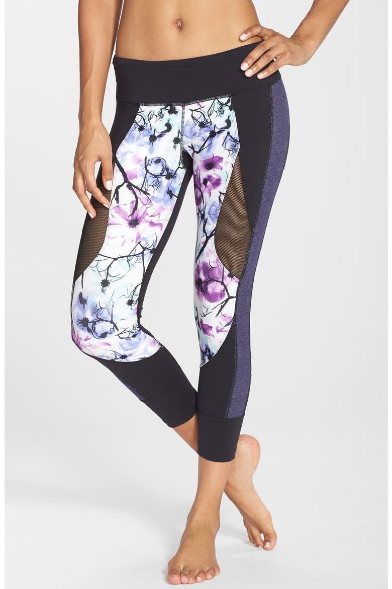 'Nova Reef' Capris, Main, color, BLOOM/ BLACK/ BLUE