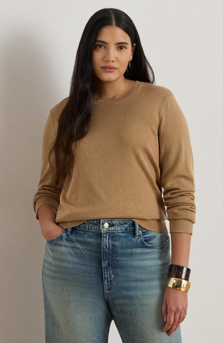 Lauren Ralph Lauren Crewneck Sweater, Alternate, color, Classic Camel