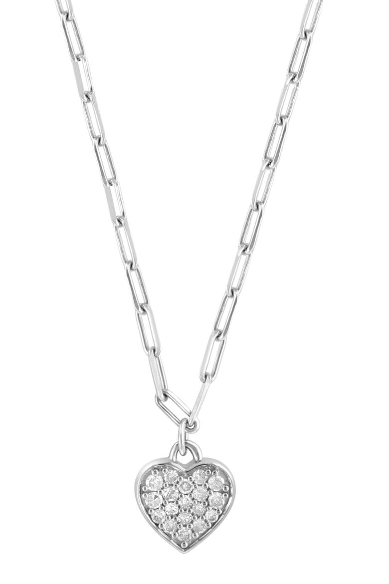 Diamond Heart Pendant Necklace, Main, color, SILVER