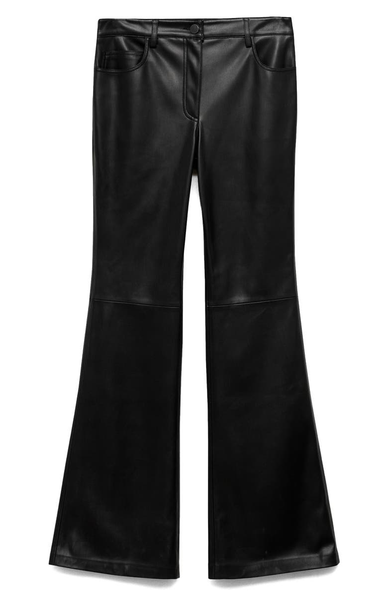 MANGO Faux Leather Flare Leg Pants, Alternate, color,