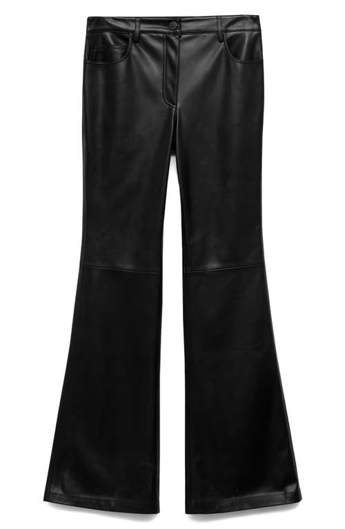 Mango Faux Leather Flare Leg Pants In Black