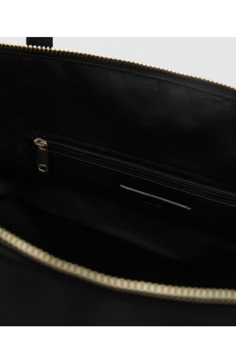 MANGO Nylon Shopper Bag, Alternate, color, Black