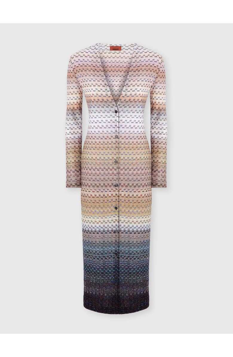 Missoni Long Buttoned Cardigan In Viscose Blend, Main, color, Blue