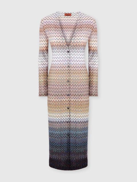 Long Buttoned Cardigan In Viscose Blend