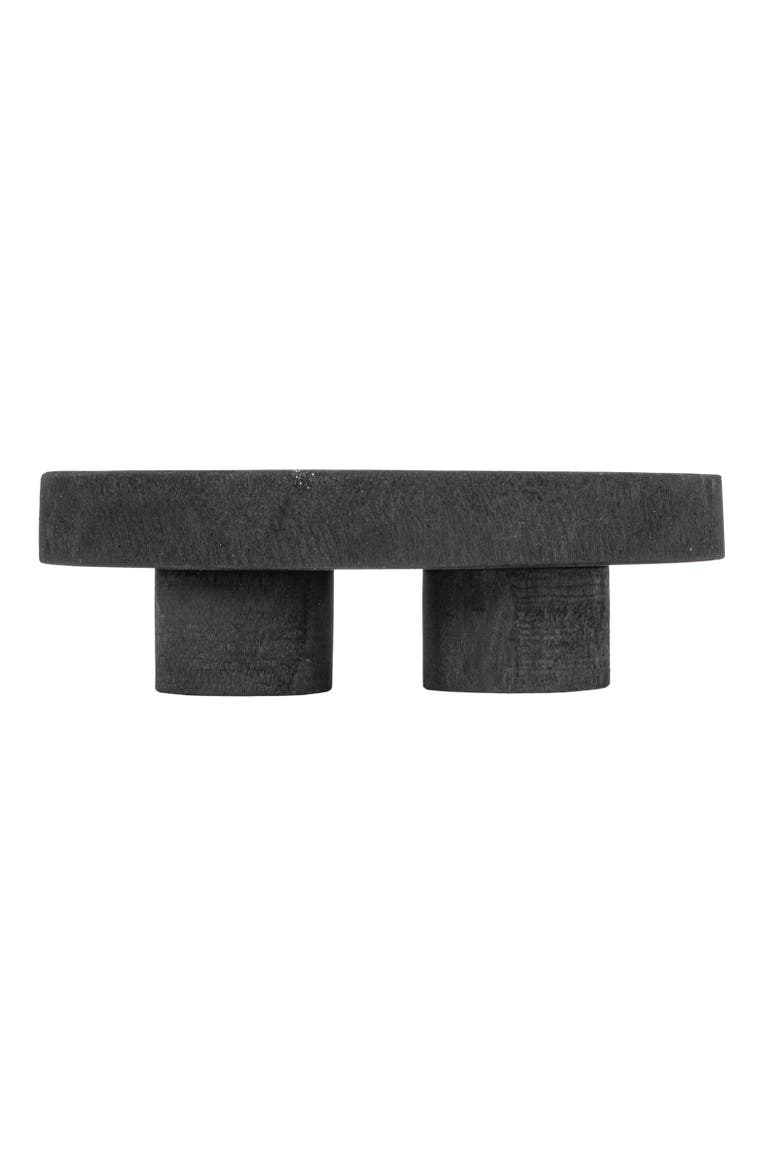 Paulownia Wood Pedestal Tray, Alternate, color, Black