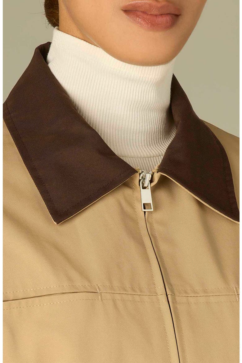 Contrast Collar Peplum Jacket, Alternate, color, STRW STRAW