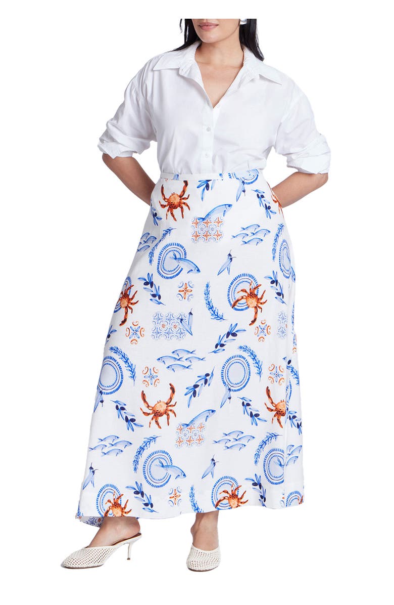 ELOQUII Printed Full Skirt, Main, color, 