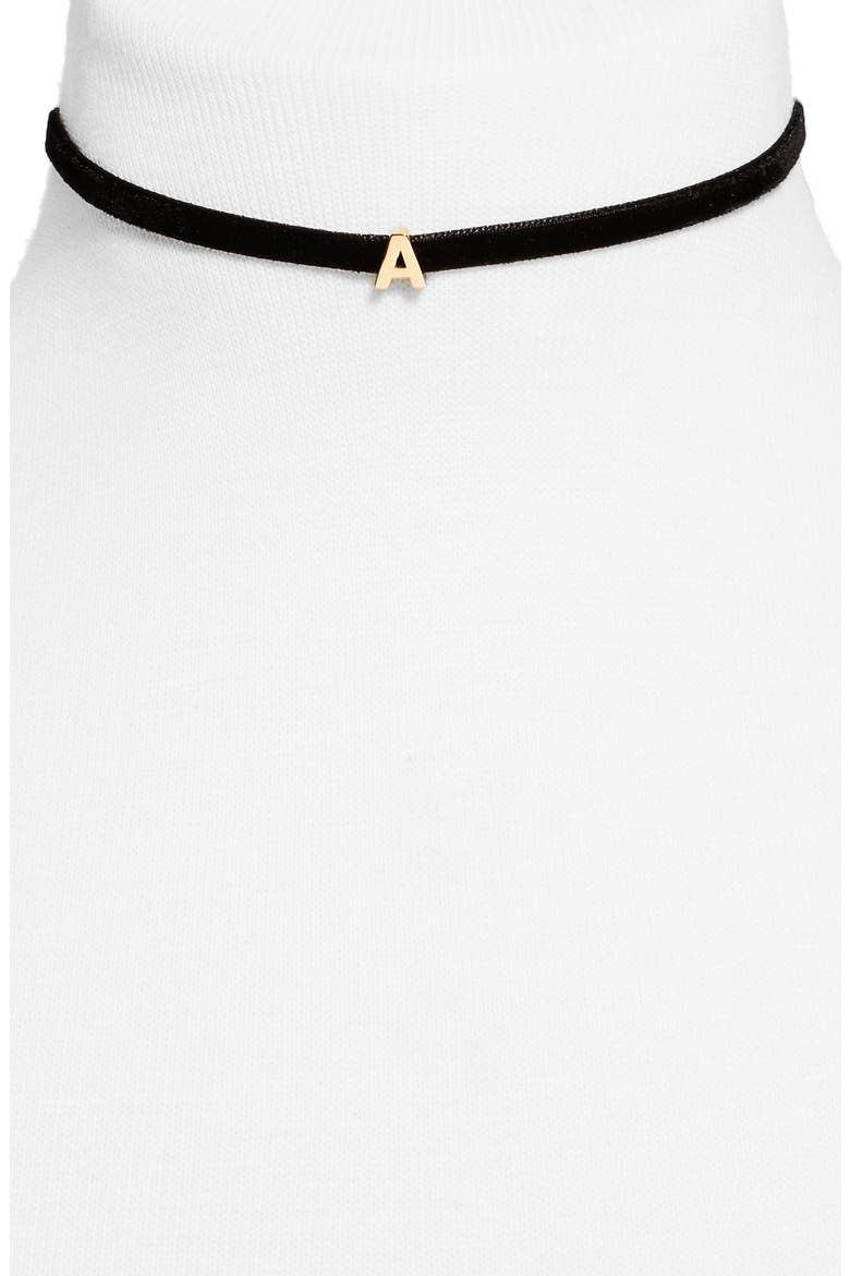 Christal Initial Choker, Alternate, color, A BLACK