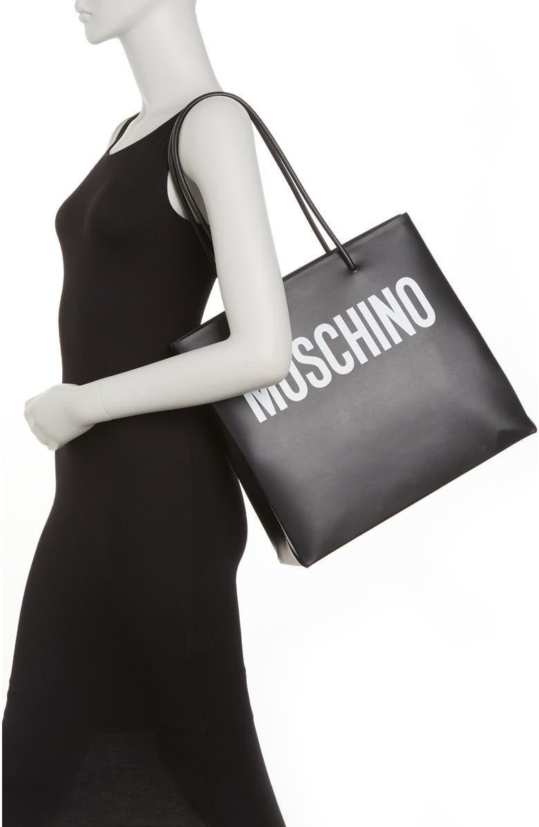 Moschino Two-Tone Logo Tote Bag, Alternate, color,