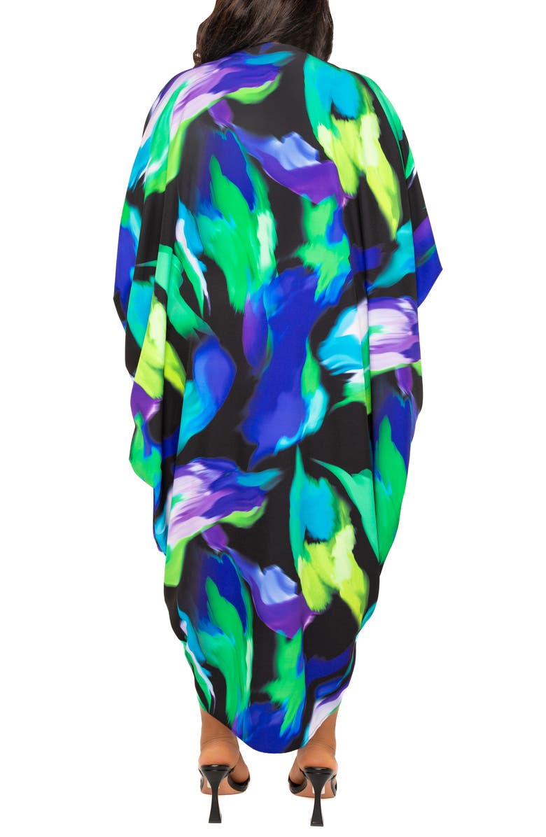 BUXOM COUTURE Abstract Floral Center Ruched Dress, Alternate, color, Blue Multi