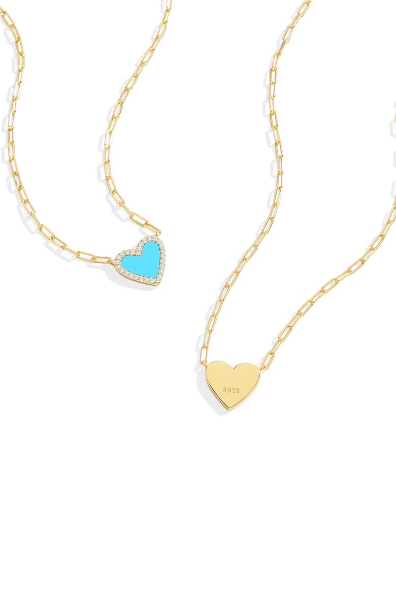 Dainty Heart Paperclip Necklace, Alternate, color, Turquoise