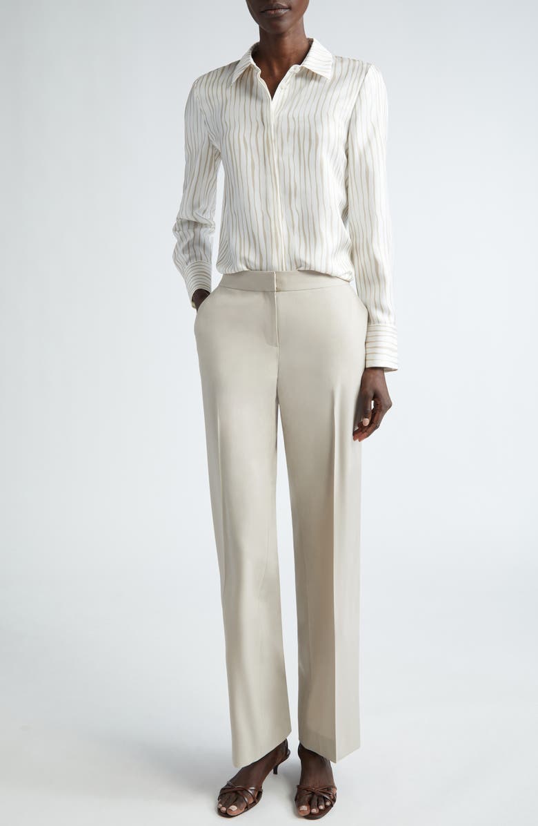 Lafayette 148 New York Scottie Stripe Silk Twill Button-Up Shirt, Alternate, color,