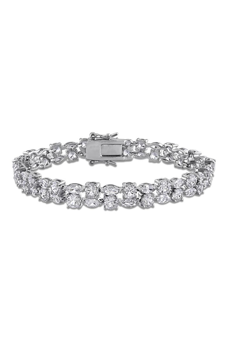 Lab Grown White Sapphire Double Row Bracelet, Main, color, WHITE