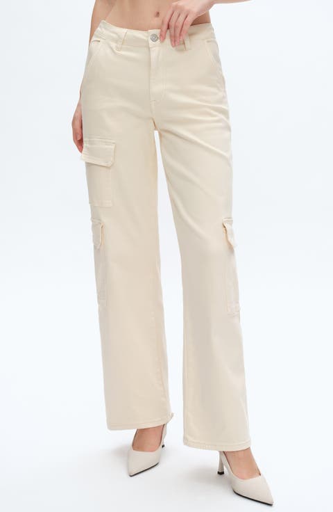 High Waist Cargo Wide Leg Jeans