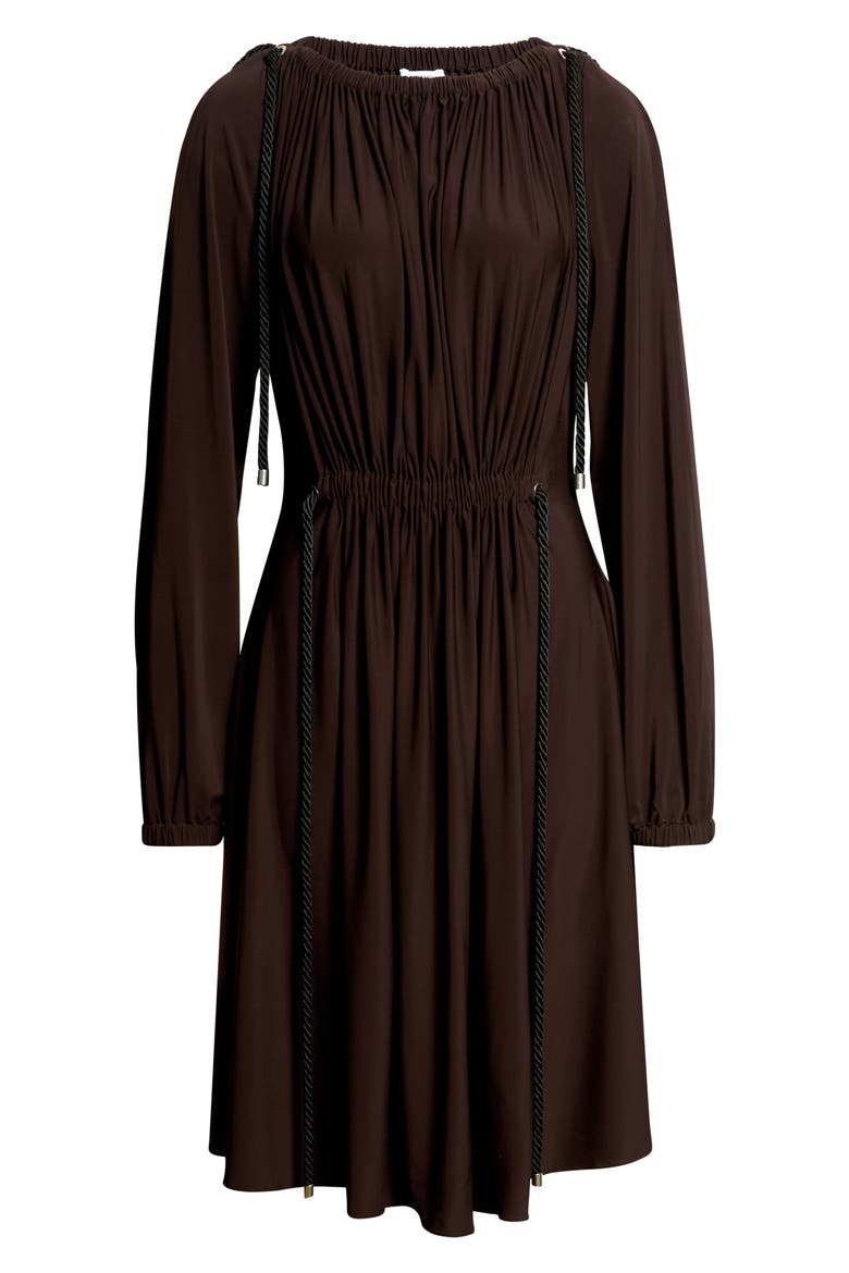 Gathered Rope Detail Midi Dress, Main, color, DARK ESPRESSO