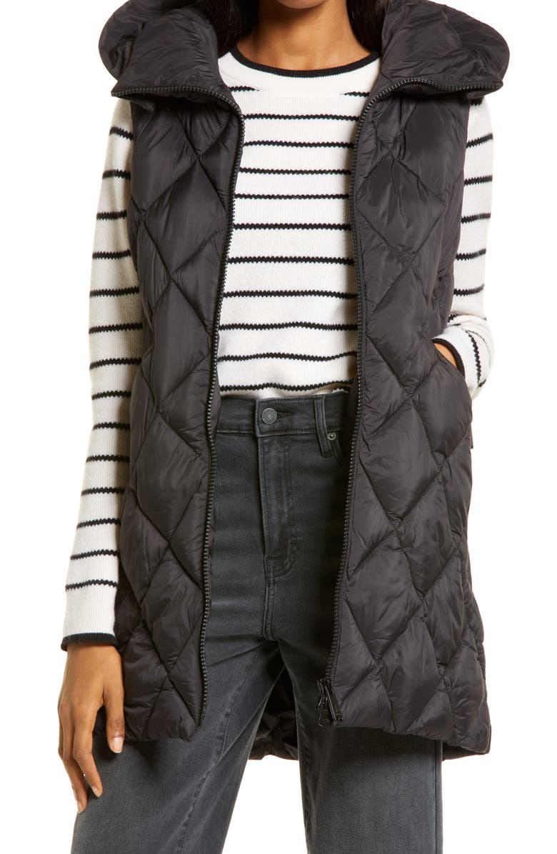Sam Edelman Quilted Water Repellent Hooded Vest, Main, color, 