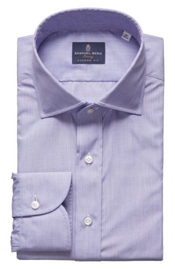 Emanuel Berg Cotton Dress Shirt In Blue