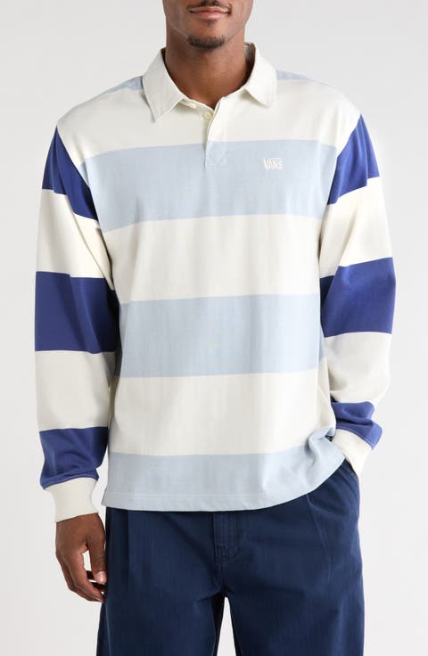 Two-Tone Ward Stripe Long Sleeve Rugby Polo