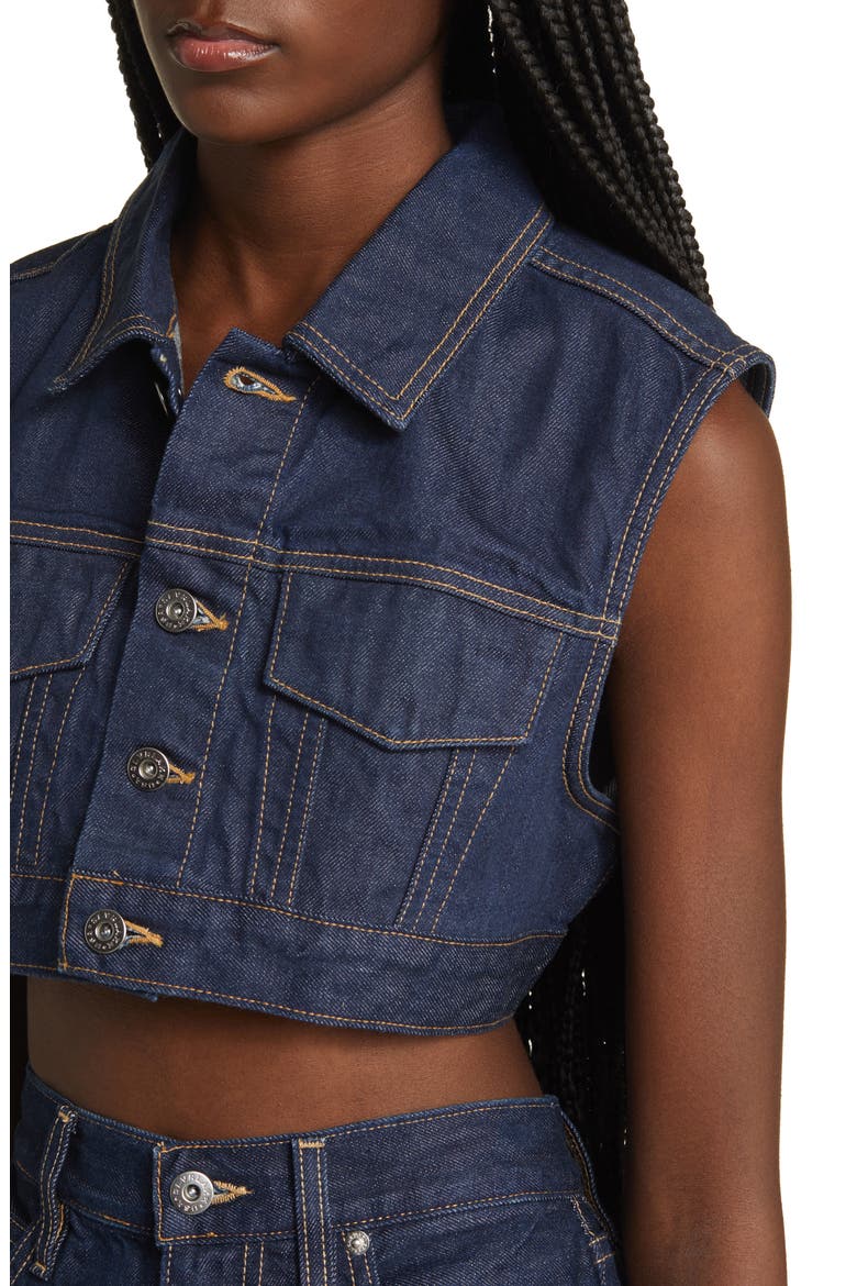 Ultracrop Nonstretch Denim Trucker Vest, Alternate, color, MIDNIGHT MILE