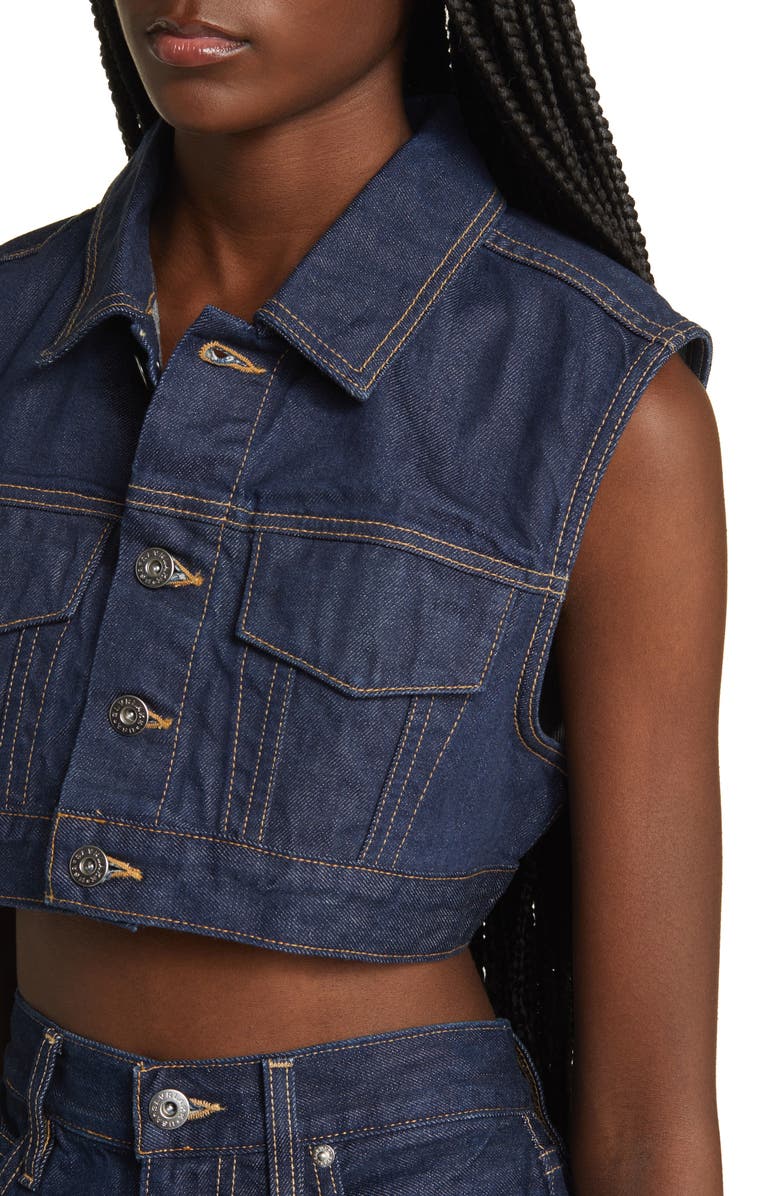 SLVRLAKE Ultracrop Nonstretch Denim Trucker Vest, Alternate, color, Midnight Mile