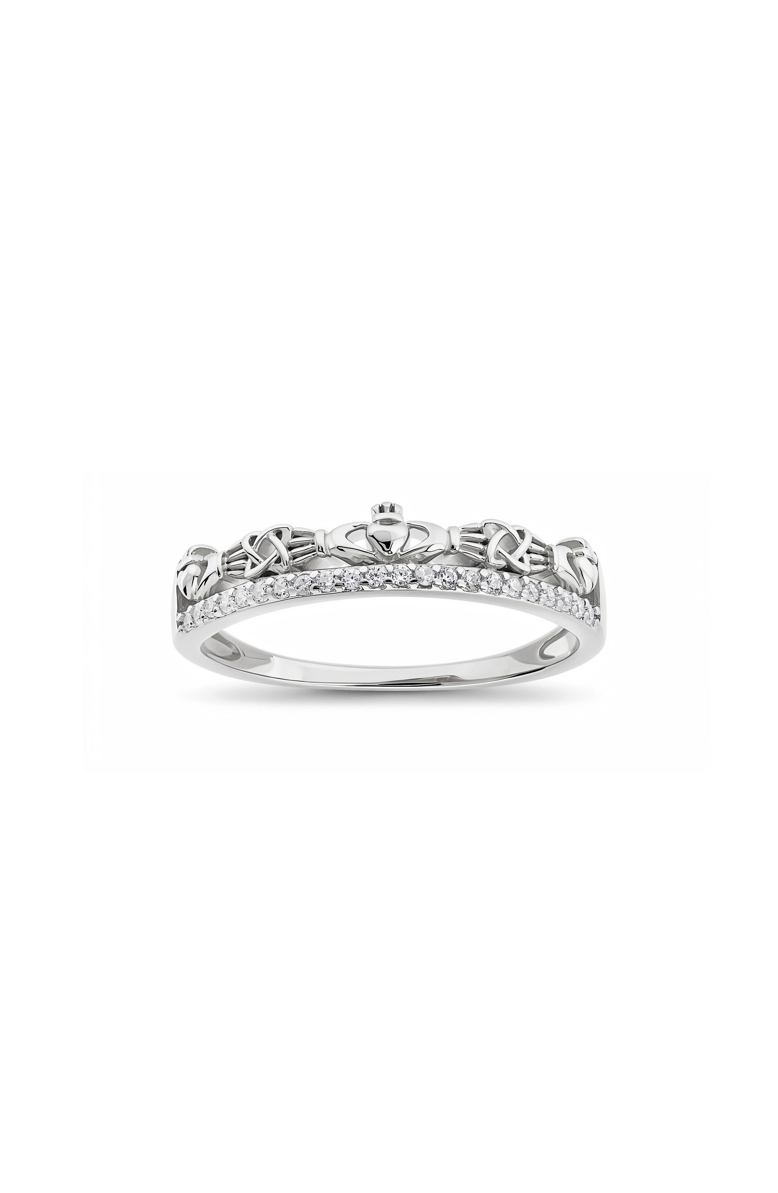 Cubic Zirconia Claddagh Band Ring