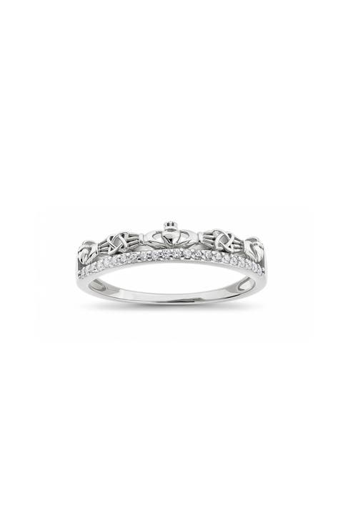 Cubic Zirconia Claddagh Band Ring