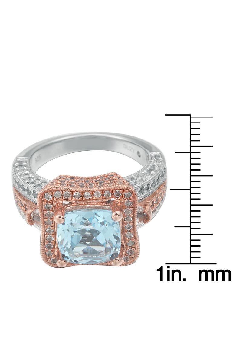 SUZY LEVIAN Two-Tone Sterling Silver Round Blue Topaz Ring, Alternate, color,