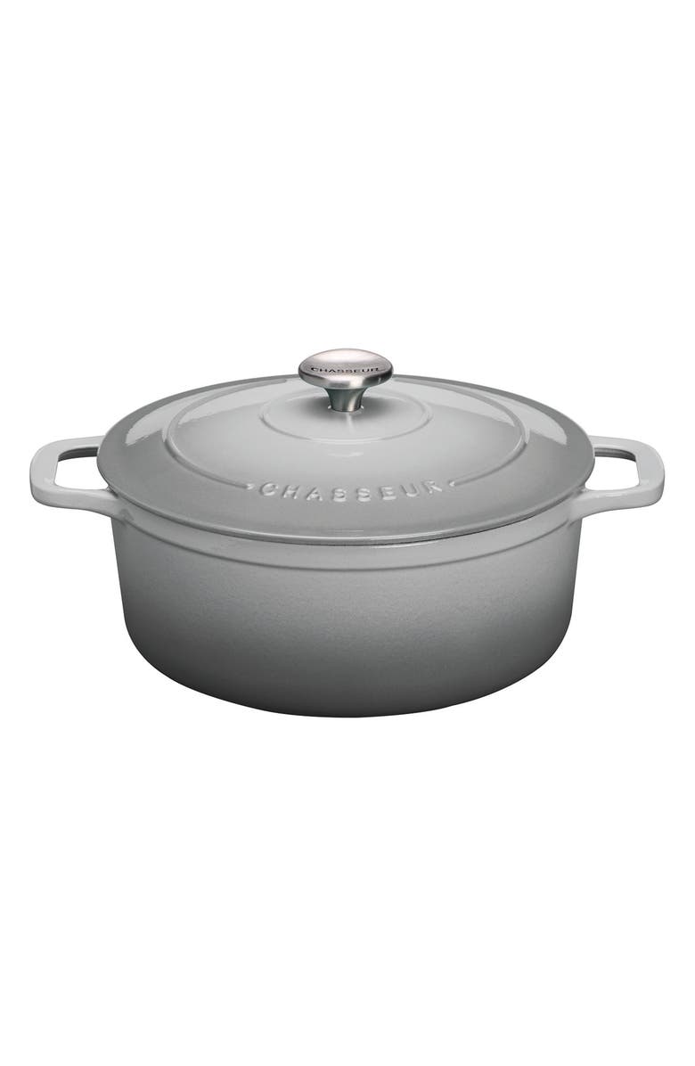 CHASSEUR French Enameled Cast Iron Round Dutch Oven - 4.2-quart - Celestial Grey, Main, color,