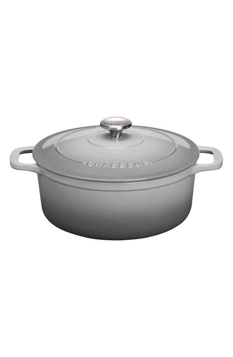 French Enameled Cast Iron Round Dutch Oven - 4.2-quart - Celestial Grey