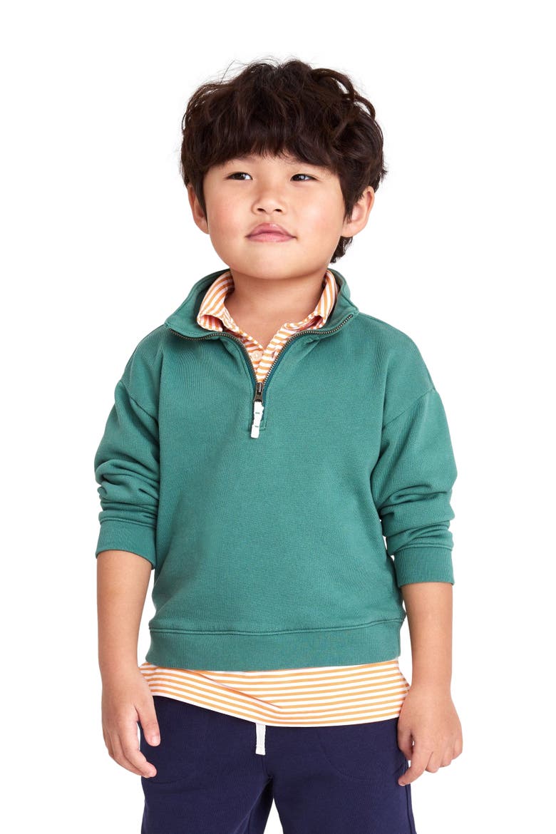 Quarter Zip Sweatshirt, Alternate, color, Sunwashed Teal