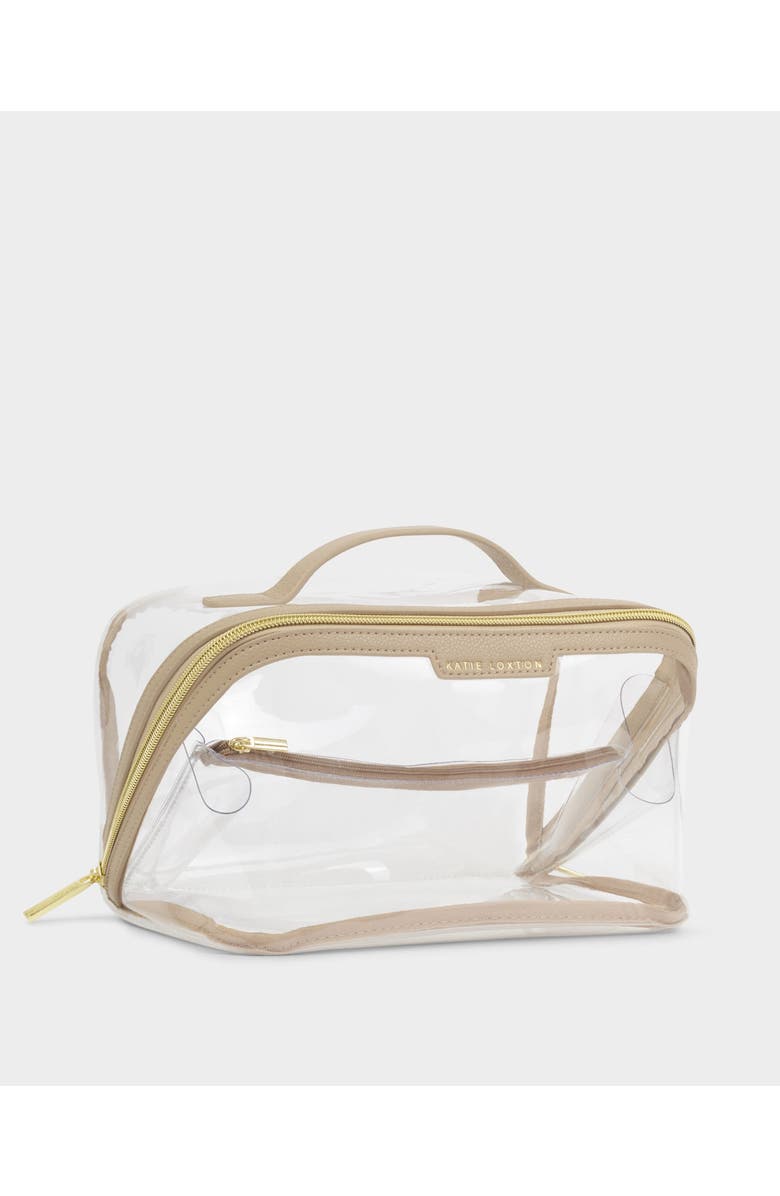 Katie Loxton Large Clear Makeup and Toiletry Bag in Light Taupe, Main, color, Light Taupe