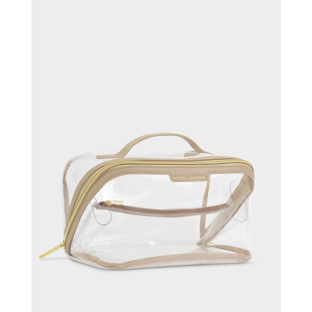 Katie Loxton Large Clear Makeup And Toiletry Bag In Brown