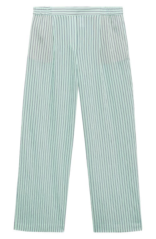 Mango Stripe Low Rise Straight Leg Jeans In Green