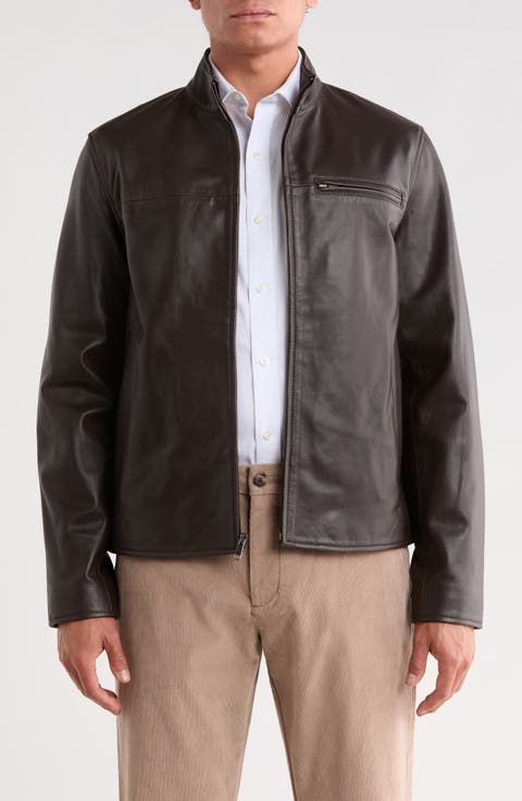 Stand Collar Leather Jacket
