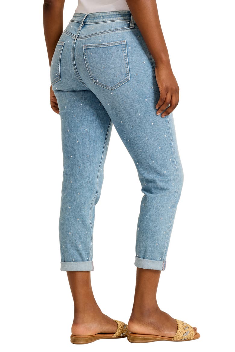 Sparkle Rhinestone Cuffed Ankle Slim Boyfriend Jeans, Alternate, color, VENICE WASH