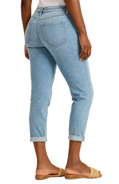 Tommy Bahama Sparkle Rhinestone Cuffed Ankle Slim Boyfriend Jeans In Blue